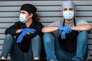 photo - Kitchen Workers Wearing Masks and Gloves